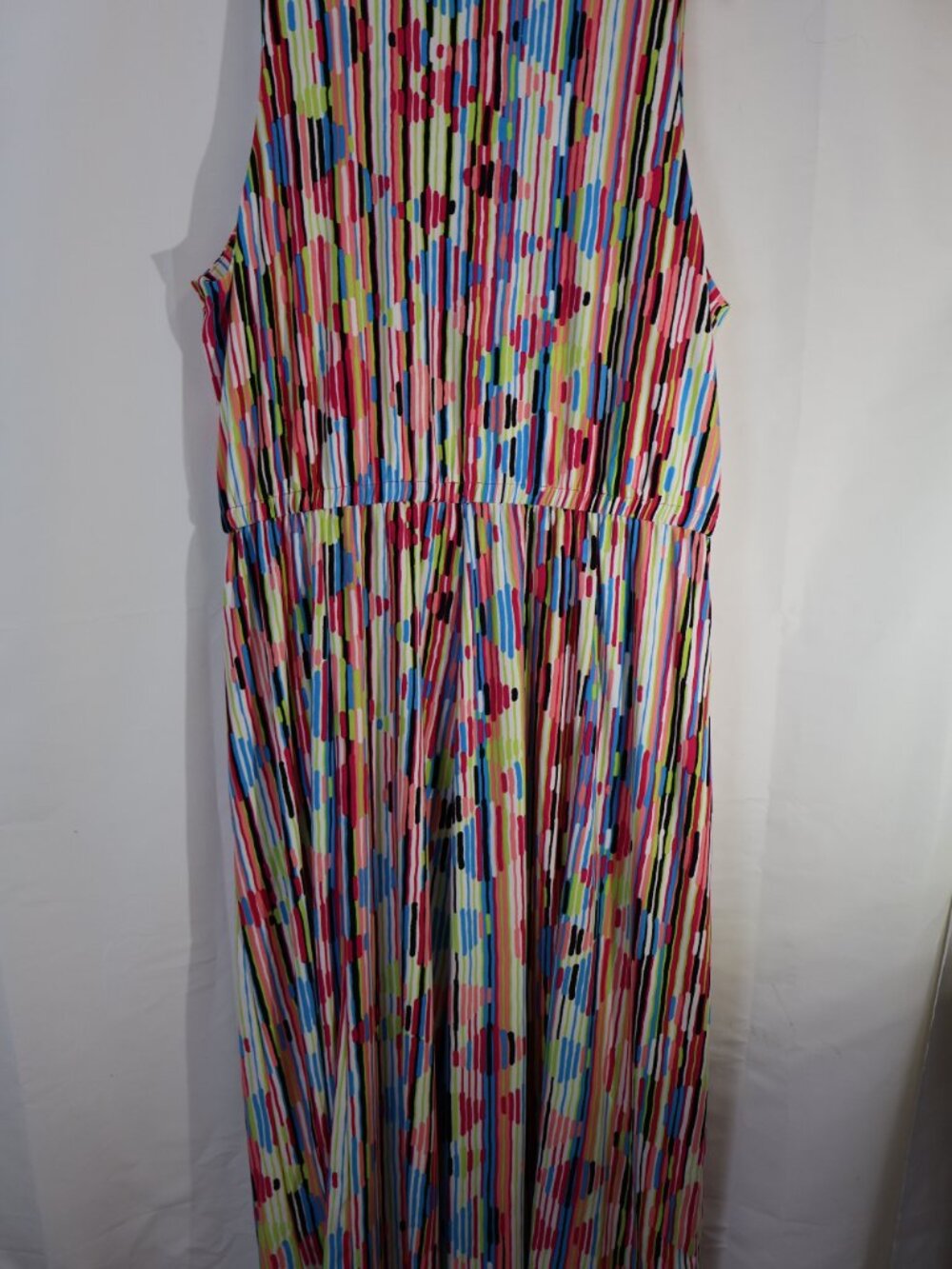 Ann Klein 2X Sleeveless Midi Dress Multicolor Abstract Print Elastic Waist NWT - Picture 5 of 5